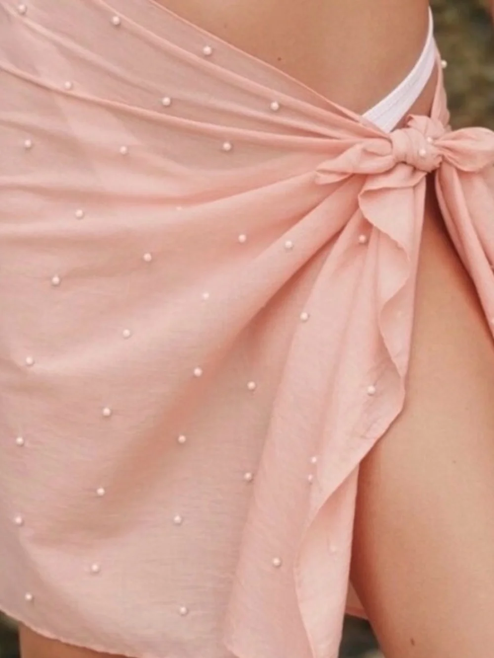 Anthropologie peach Pearl-Accent Swim Sarong